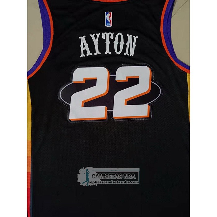 Camiseta Phoenix Suns Deandre Ayton NO 22 75th Anniversary 2022 Negro